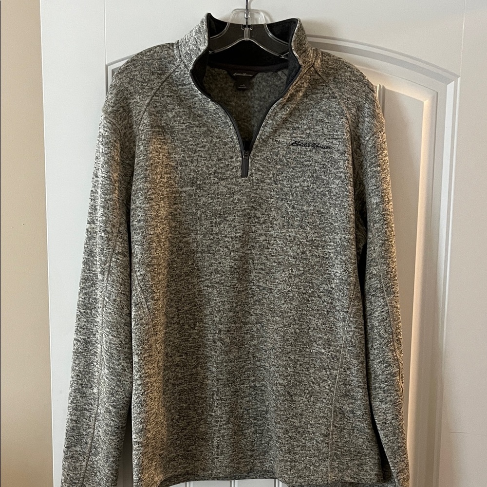 Eddie Bauer Mens L Gray Quarter-Zip Sweater